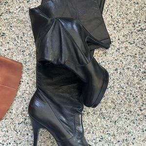 Black Heeled Boots with Stiletto Heel and Pointed Toe